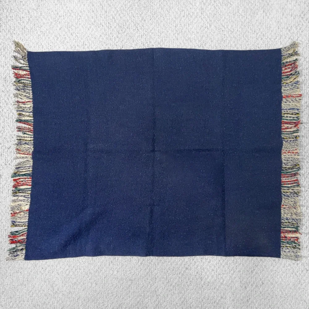 VTG Sibley Lindsay & Curr Wool Fringe Reversible Blanket Tartan Plaid England